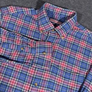 Vineyard Vines Flannel Murray Shirt Men's Large Red Blue Plaid Preppy Outdoors